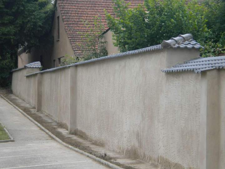 Rénovation mur de clôture et pose de couvertine tuiles Geispolsheim